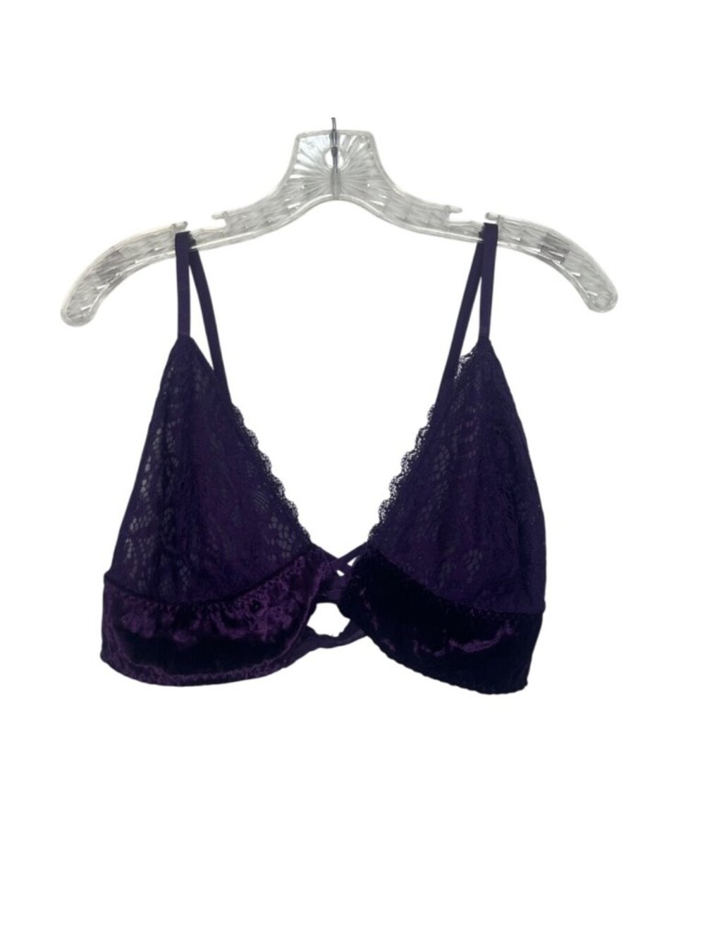 Ella Lust Lace Velour Bralette Bra 3XL Purple Adjustable Straps Unlined